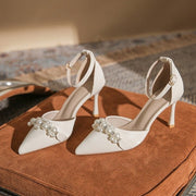 Pearl point toe heeled sandals