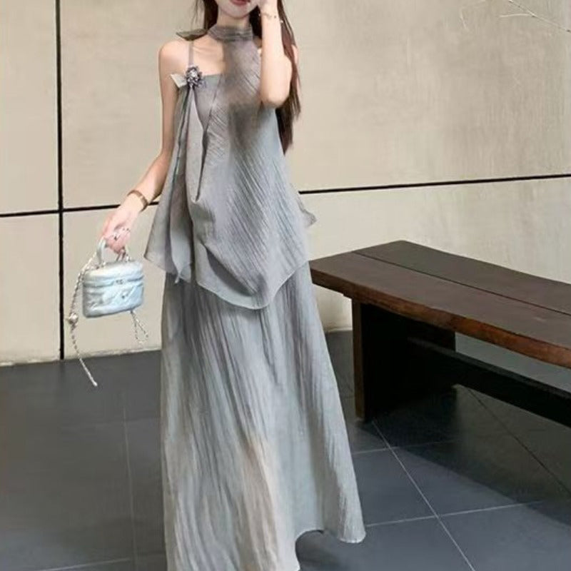 New Chinese Style Halter Neck Holiday Dress