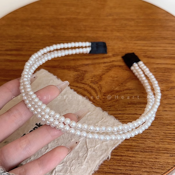 Three-Layer Pearl Headband Pearl Out-And-Out Face Wash Headgear