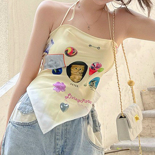 Backless Halter Triangle Square Scarf Camisole