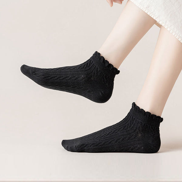 Fungus-Trimmed Textured Cotton Socks