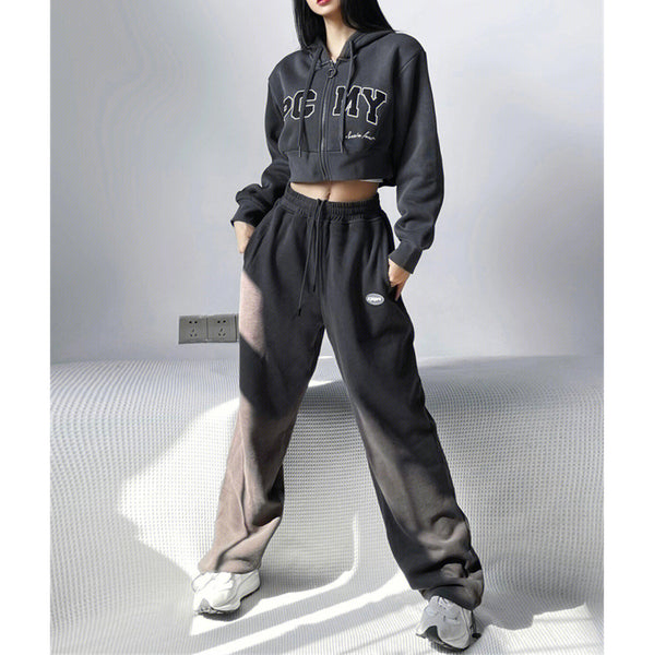 Casual Gray Casual Sports Suit Two-Piece Set