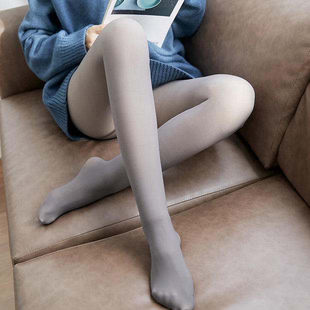 Elastic warm translucent fleece pantyhose