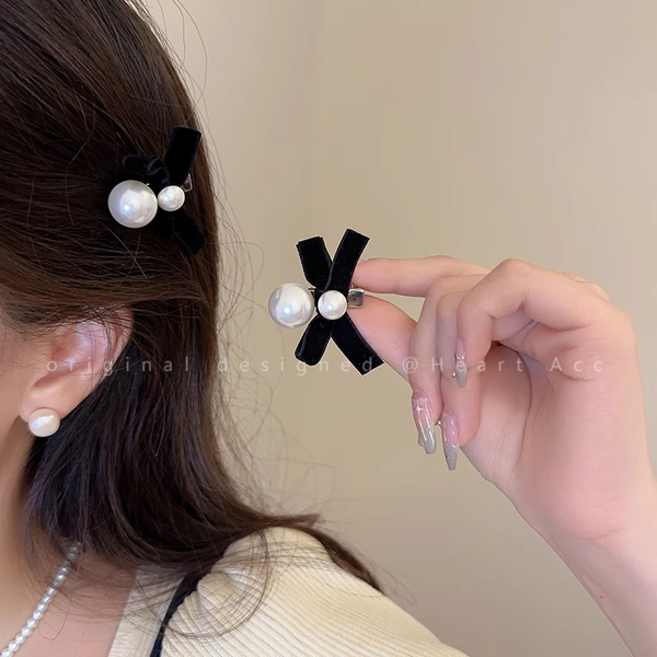 Bow Pearls Small Side Gripper Hair Clip Accessories