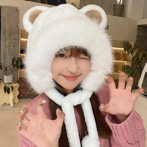 Little Bear Plush Thickened Warm Ear Protection Hat