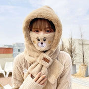 Bear mask scarf hat warm set