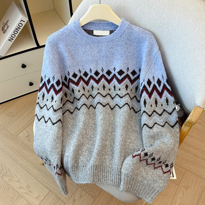 Colorblock Crew Neck Pullover Sweater