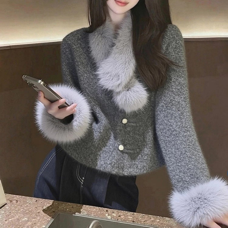 Stylish Gray Fur Coat