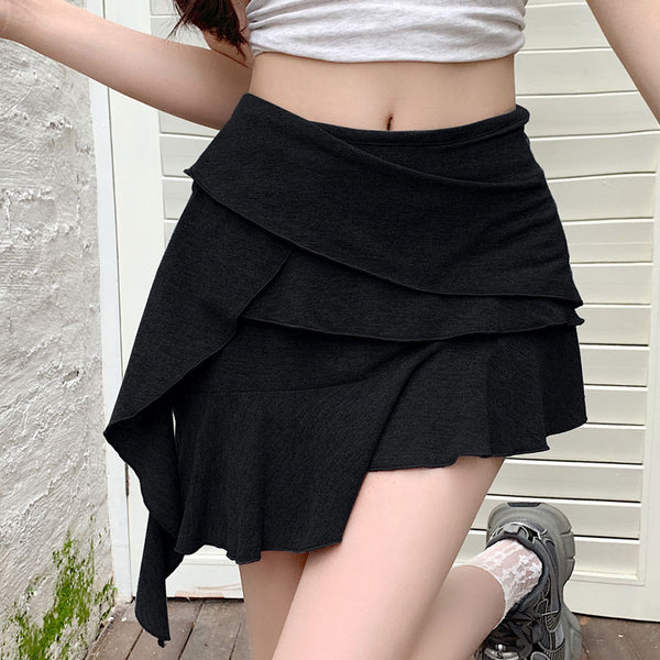 Irregular Ruffled High Waist Short Skirt