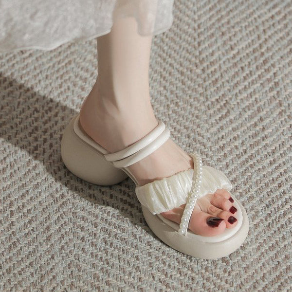 Pearl Cross Square Root Sandals