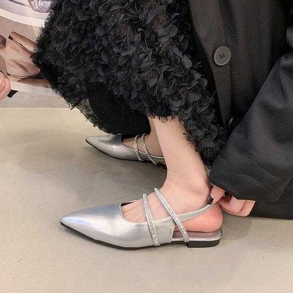 Diamond Pointed Toe Low Heel Sandals