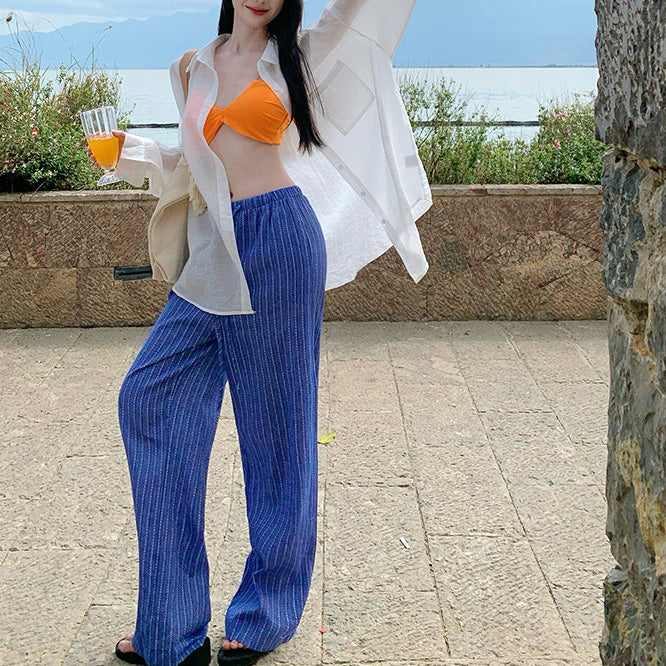 Casual Sun Protection Bikini Beach Vacation Style Set