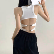 Cutout back skinny stretch sleeveless tank top