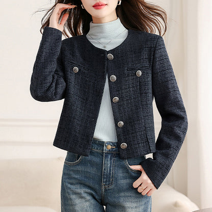 Casual Blue Cropped Jacket