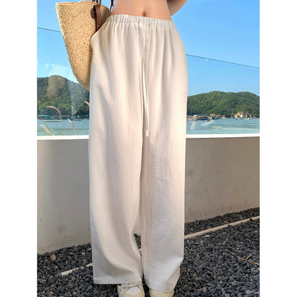 French Retro Loose Long-Sleeved Sun-Protective Shirt And White Trousers