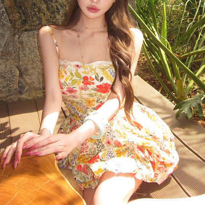 Double-Layered Lace-Trimmed Tulip Dress