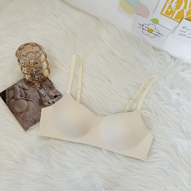 Fixed strap no steel ring thin push up lingerie bra