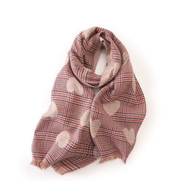 Love Printed Fringed Cashmere Warm Scarf