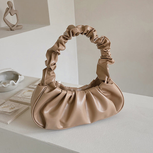 Wrinkled Cloud Solid Color Shoulder Handbag