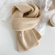 Solid color knitted warm thickened scarf