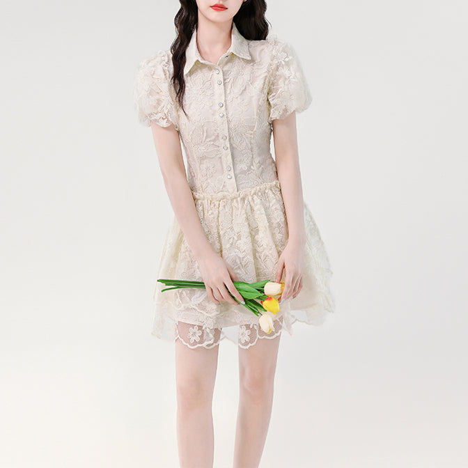 Niche Puff Sleeve Lace Princess Dress