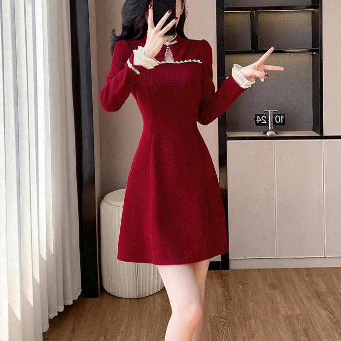 Corduroy Pearl Button Dress