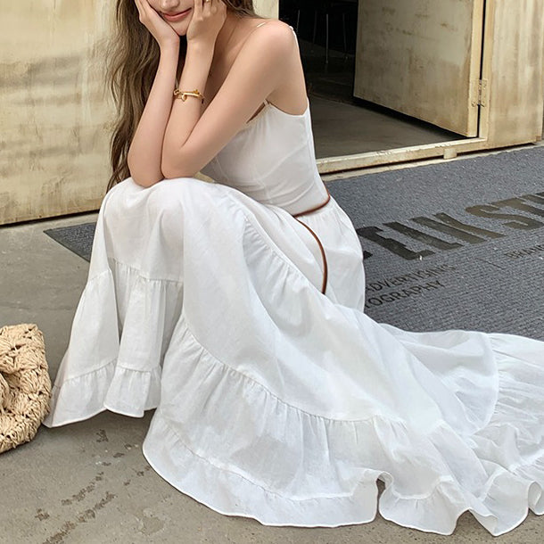 Pure Cotton White Tiered Cami Dress