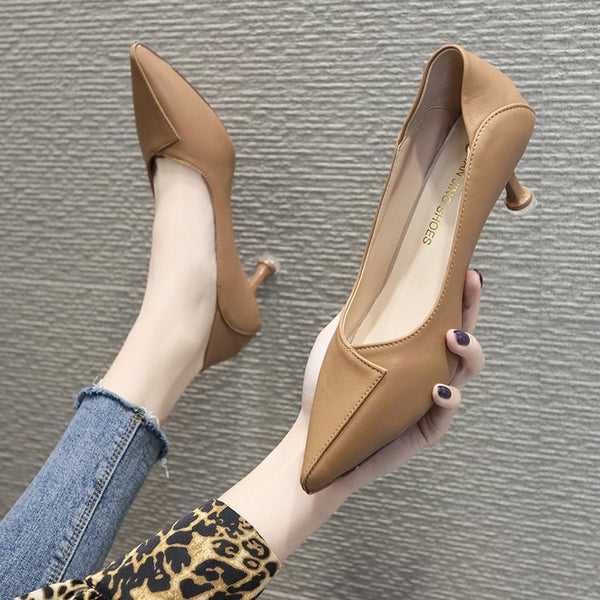 Solid Color Pointed Toe Fashion High Heels