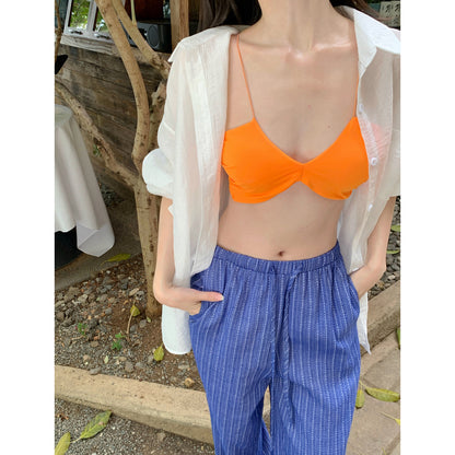 Casual Sun Protection Bikini Beach Vacation Style Set