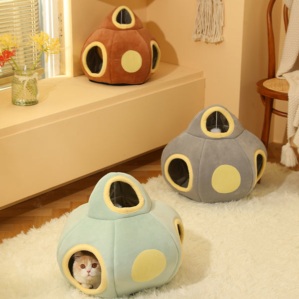 Pet Nest Spaceship Flying Saucer Washable Cat Tunnel Cage