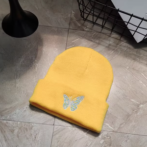 Butterfly Knitted Woolen Cold Solid Color Pullover Warm Hat