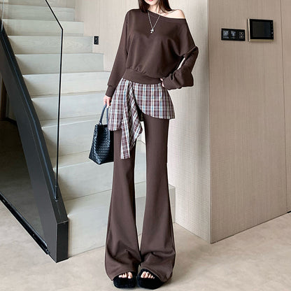 Retro Plaid High-Waisted Trousers Two-Piece Suit