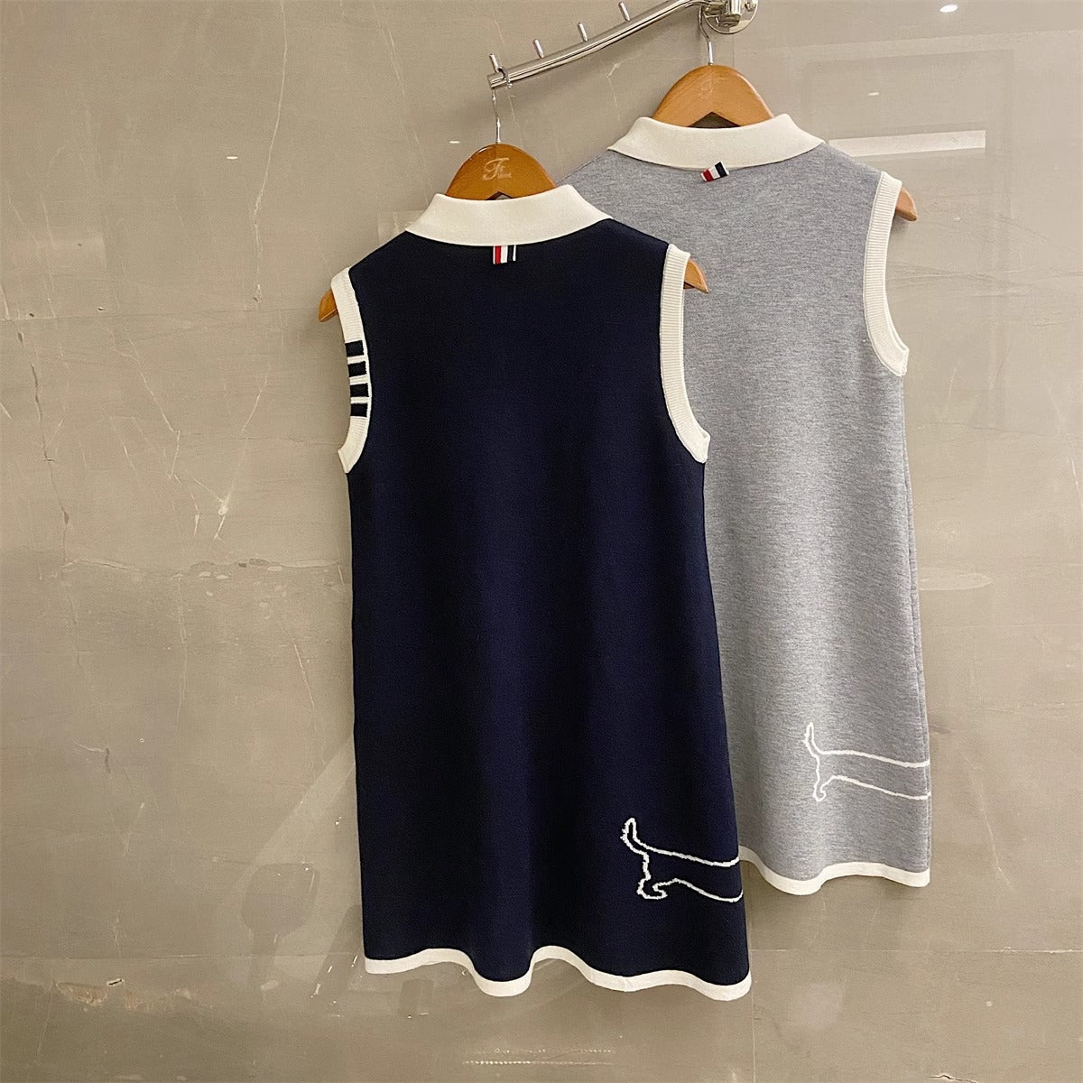 Polo Collar Elegant Knitted Vest Dress
