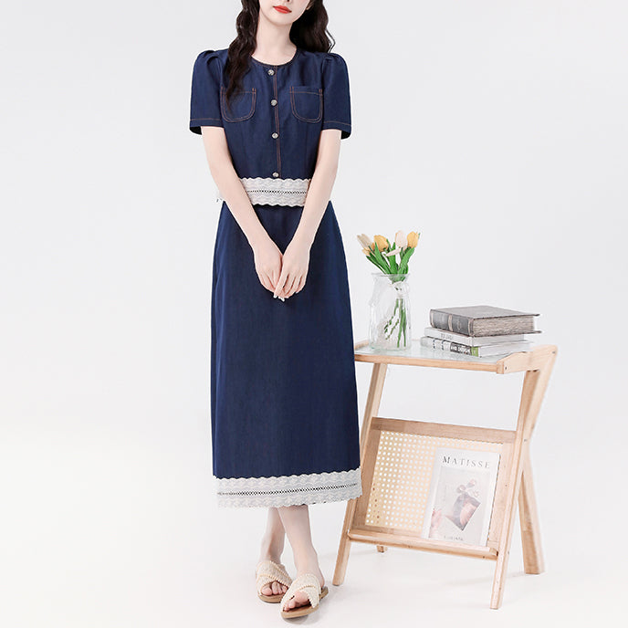 Tencel Lightweight Denim Suit Skirt