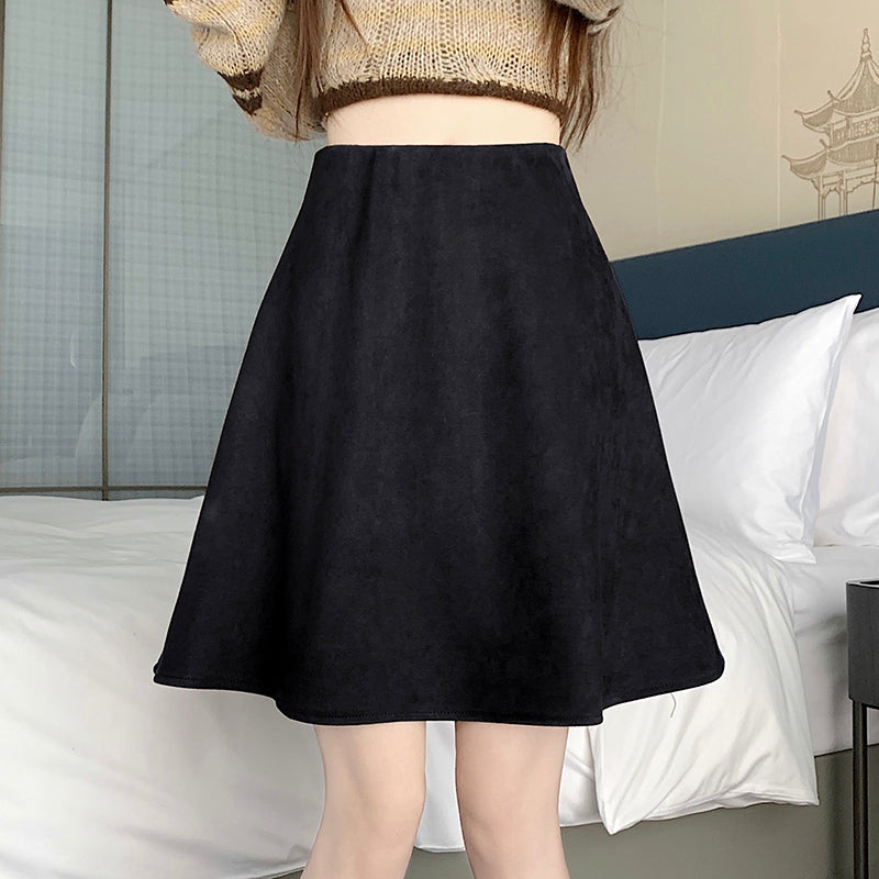 High-Waisted Midi A-Line Skirt