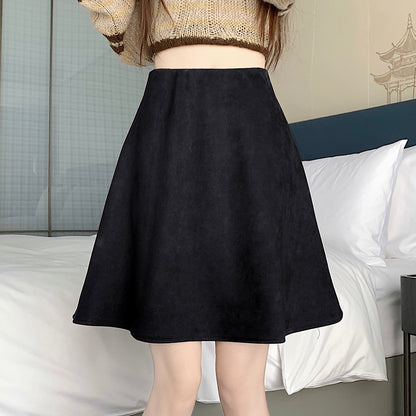 High-Waisted Midi A-Line Skirt