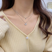 Double butterfly alloy clavicle necklace