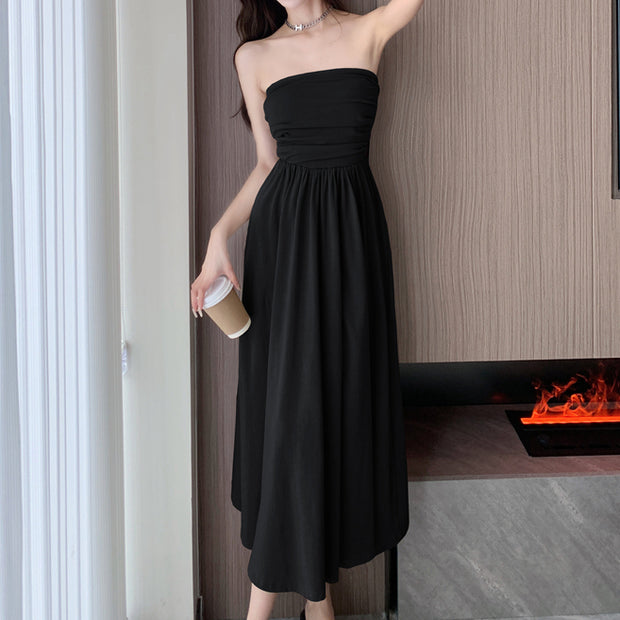 Modal slim waist long tube top dress