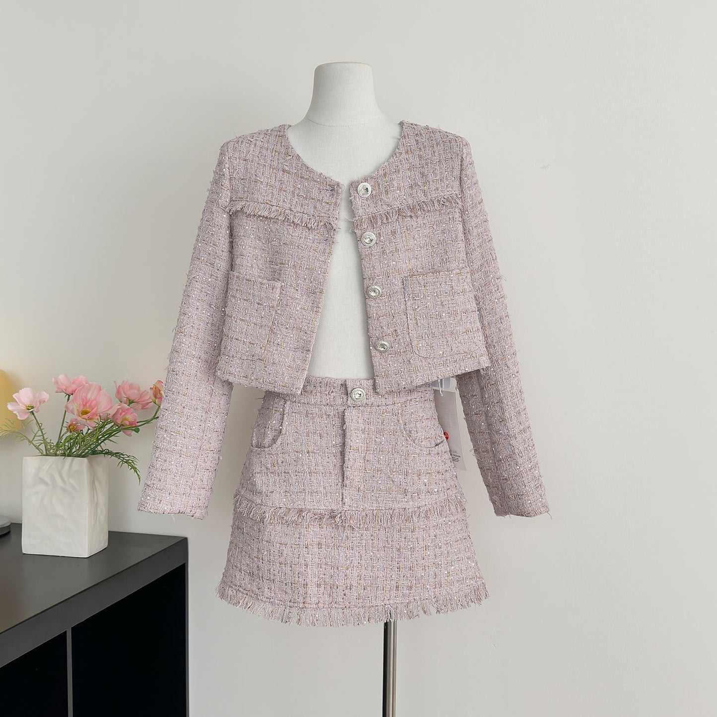 Purple Embroidered Fashionable Two-Piece Suit