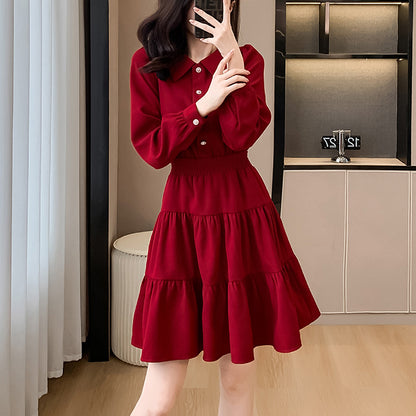 Retro Red High-Waisted Dress