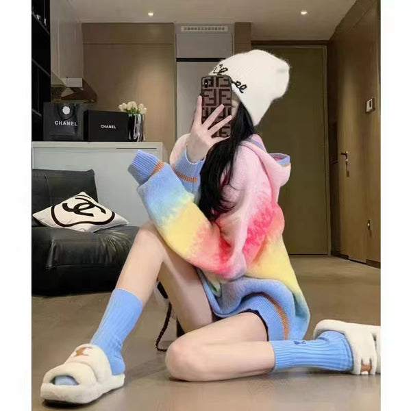 Ombre Rainbow Hooded Sweater