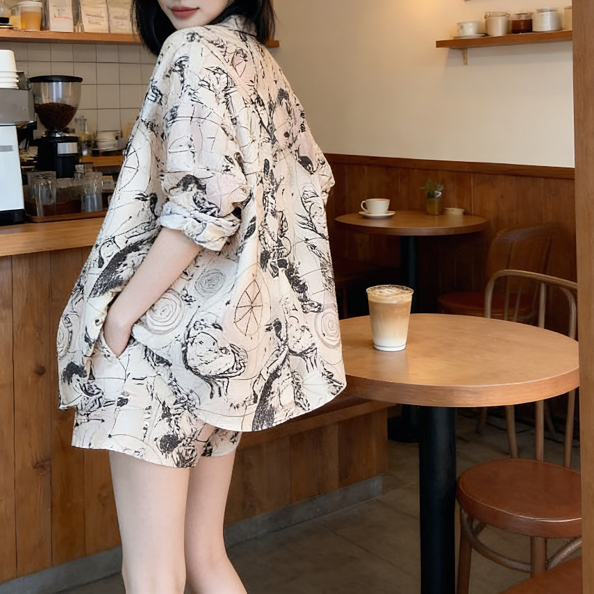 Stylish And Cute Two-Piece Set Of Shirt And Shorts