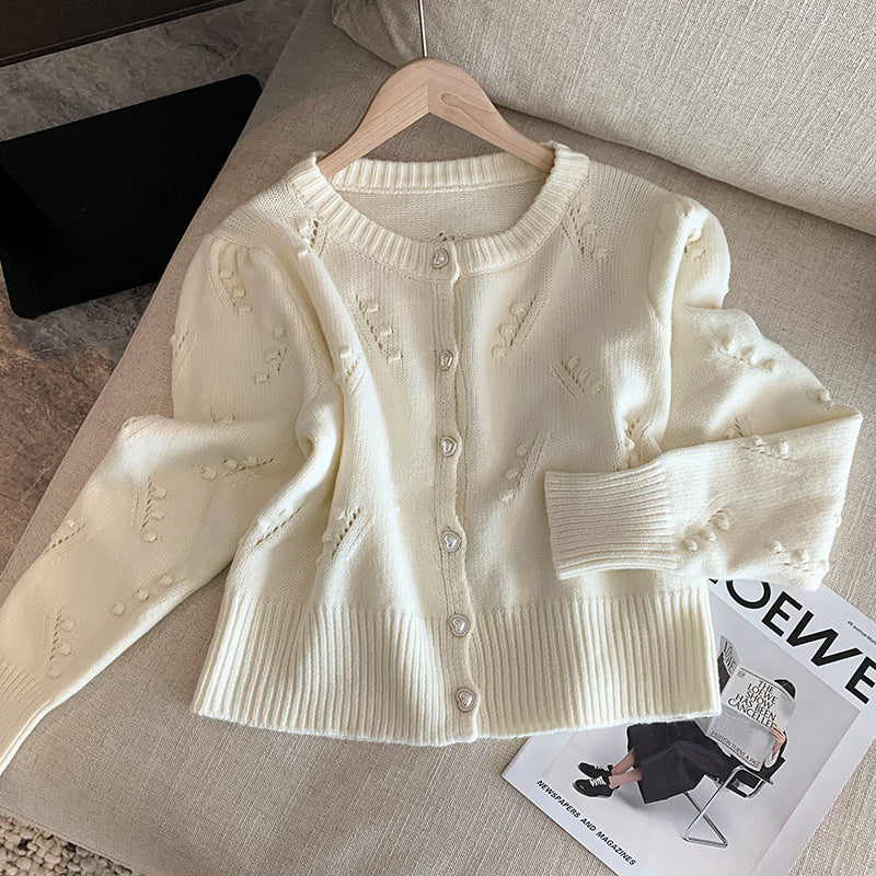 Retro Cable Knitted Heart Button Cardigan