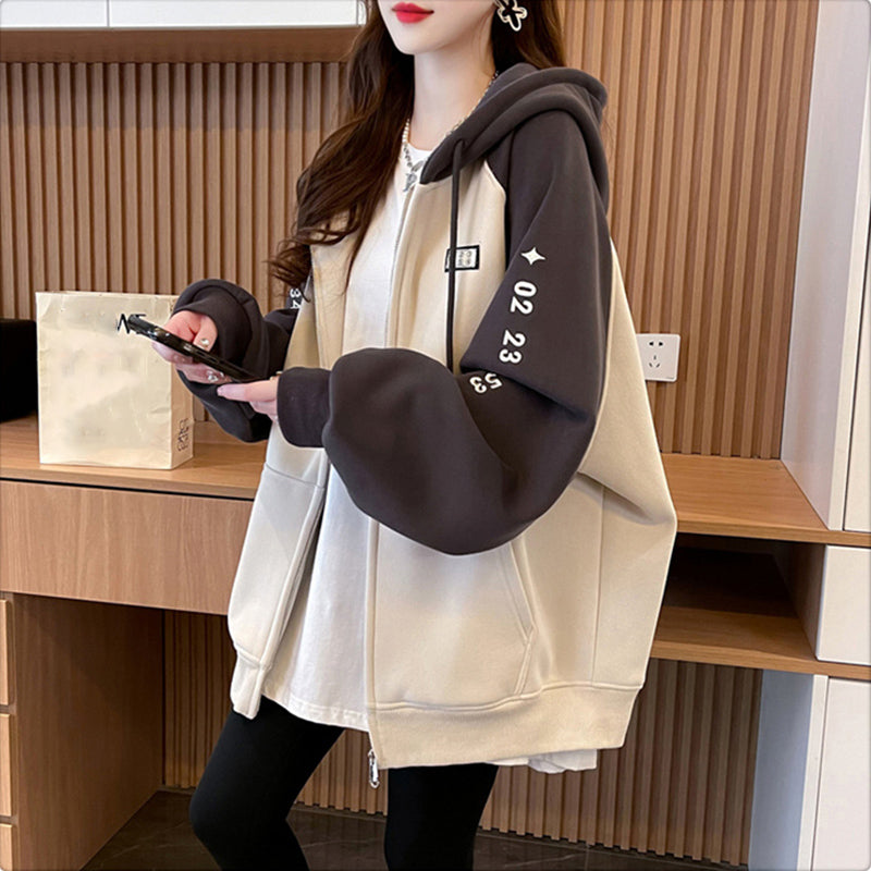 Imitation Cotton And Milk Silk Loose Casual Hooded Jacket