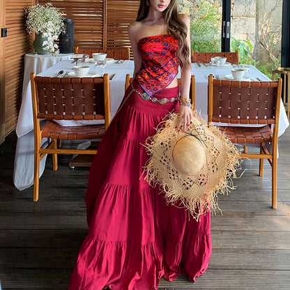 Bohemian-Style Printed Resort Two-Piece Set