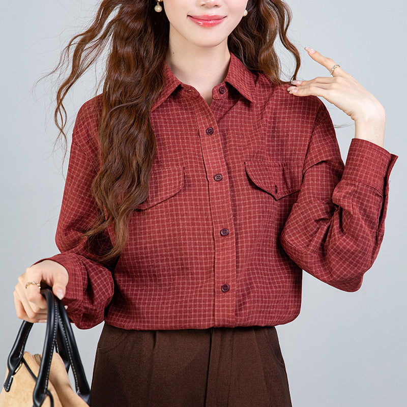 Retro Long-Sleeved Plaid Shirt