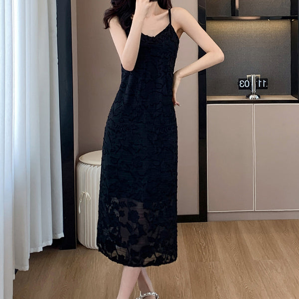 Set Long Sleeve Knitted Top Cami Dress