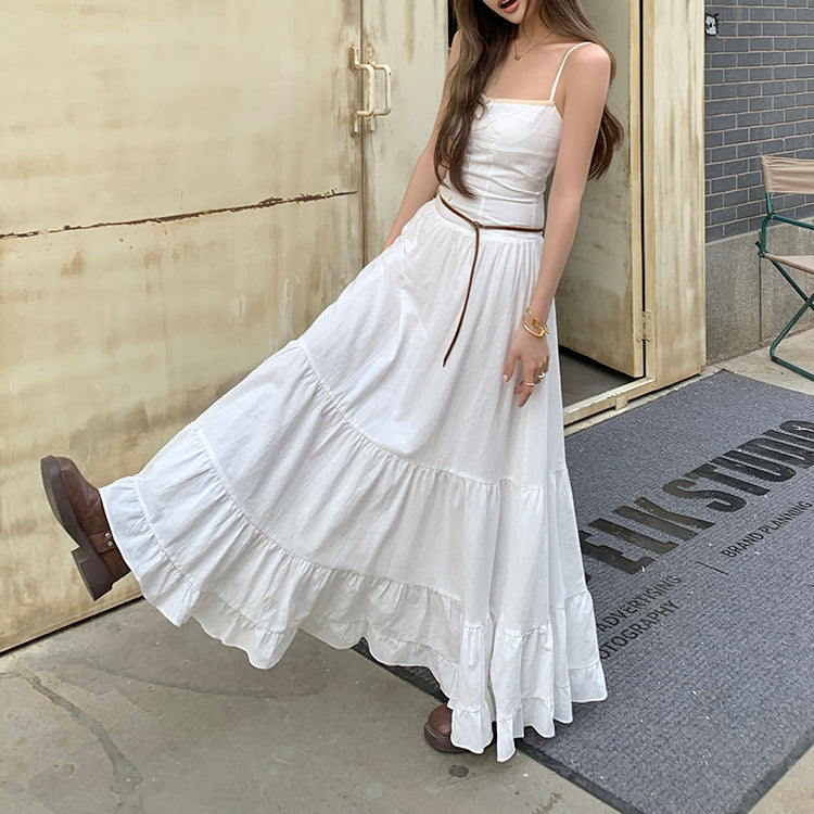 Pure Cotton White Tiered Cami Dress