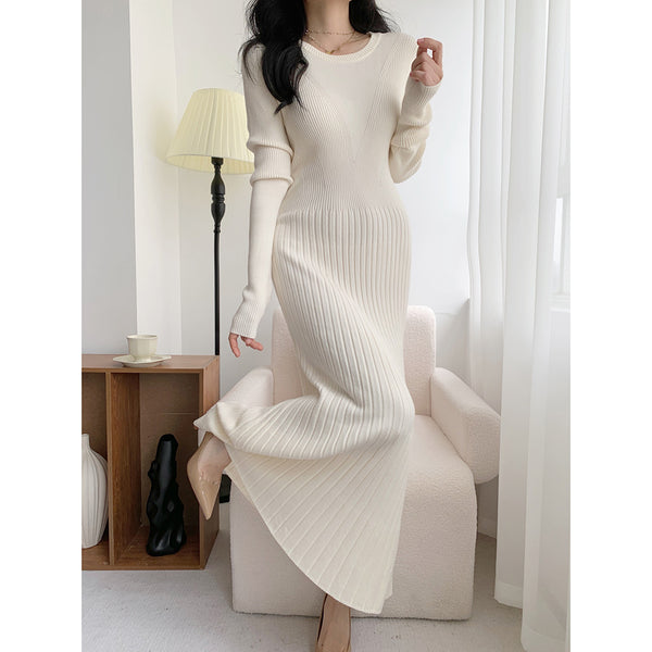 A-Line Sweater Long-Sleeved Knitted Dress