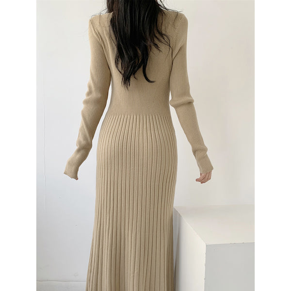 A-Line Sweater Long-Sleeved Knitted Dress